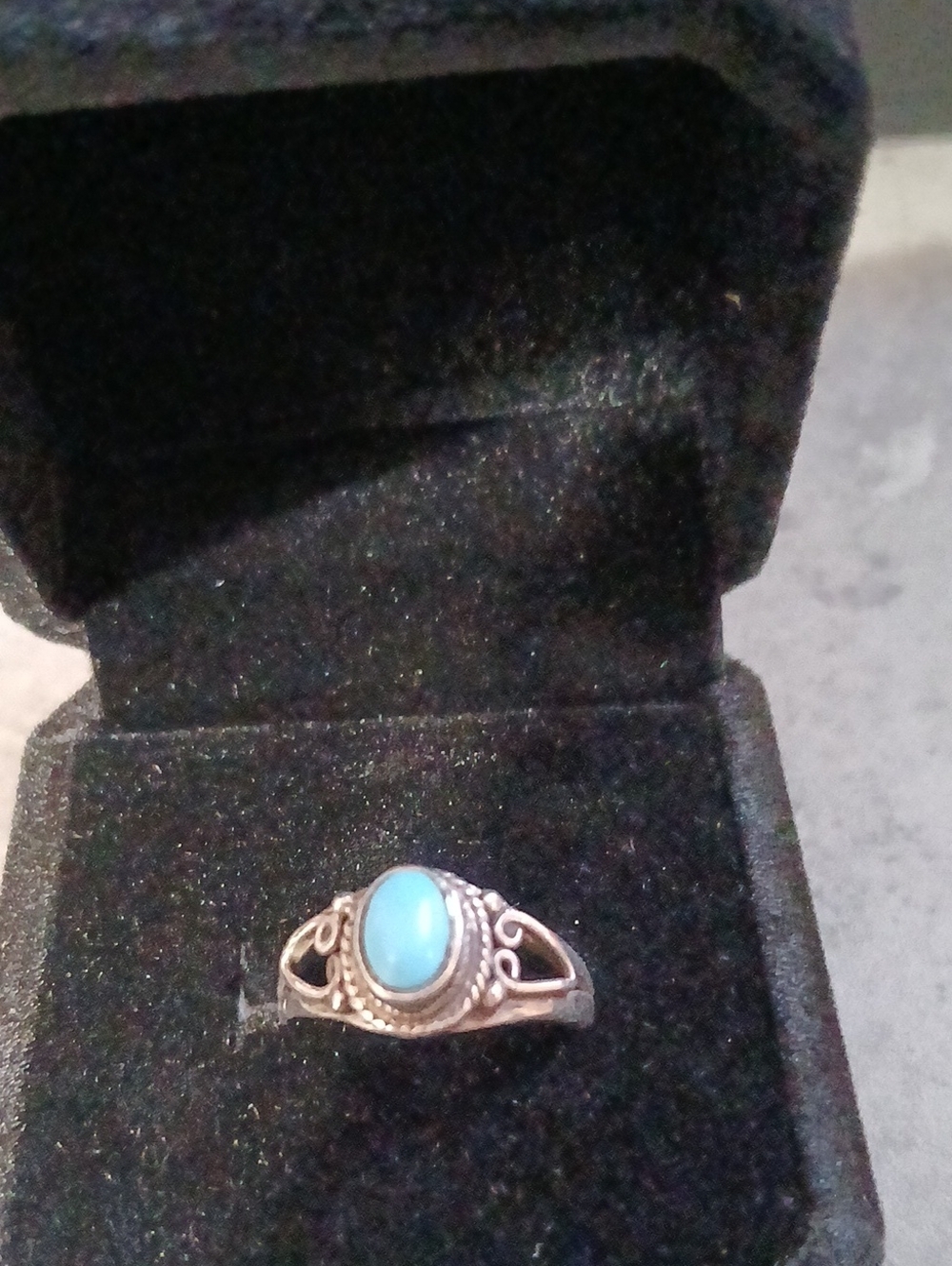 Vintage Turquoise and Silver, Size 6.5 Ring